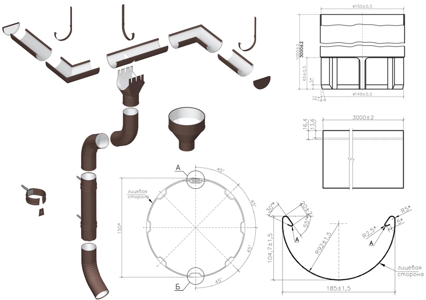 конструкционная схема водосточной системы &LAQUO;мп проект&RAQUO;